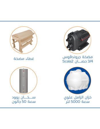 بندل خزان 5000 لتر مضخة SCALA2 غطاء حماية مضخة سخان روود 50 جالون