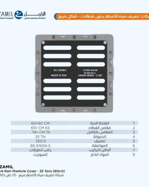 غطاء تصريف مياه الكمبوزيت حمولة 25 طن