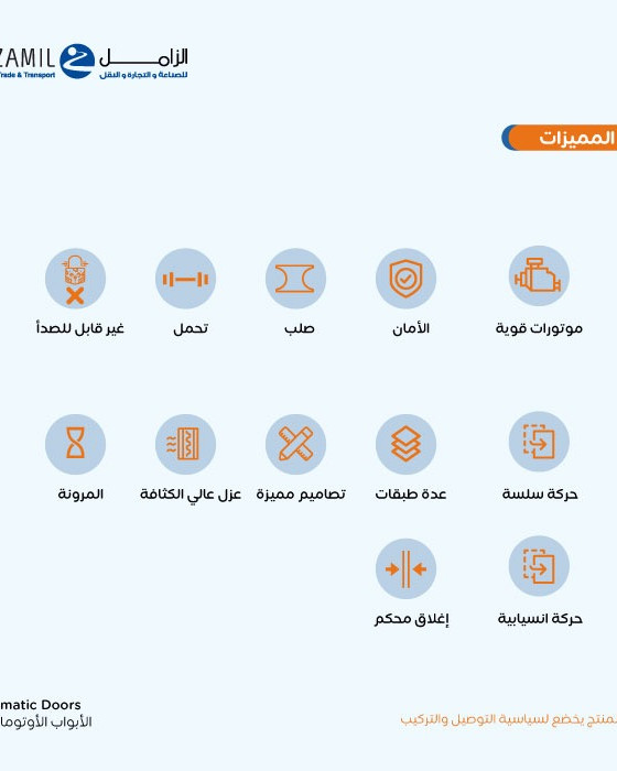 باب امريكي  حتى مقاس 335 سم عرض الى ارتفاع 265 سم او 245 سم
